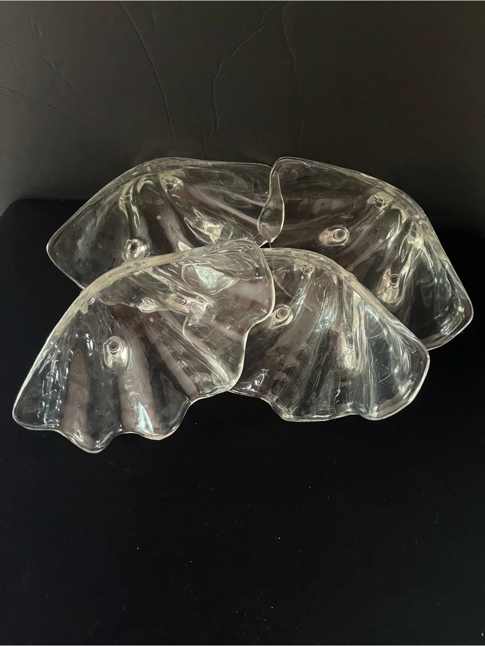 MCM Lot of Four (4) Clear Plastic Lucite Clam Shell Serving Dishes